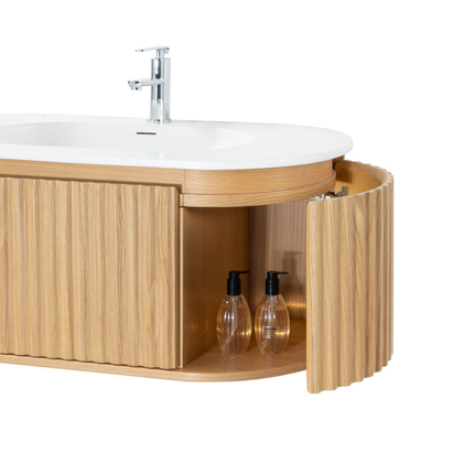 Aloni Begonia Washbasin Base - 99x42x52,5 cm - chêne naturel - sans main et softclose soft
