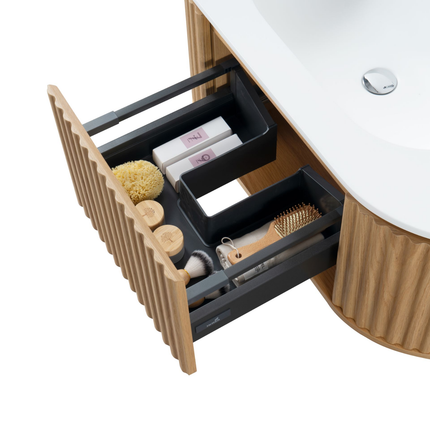 Aloni Begonia Washbasin Base - 99x42x52,5 cm - chêne naturel - sans main et softclose soft