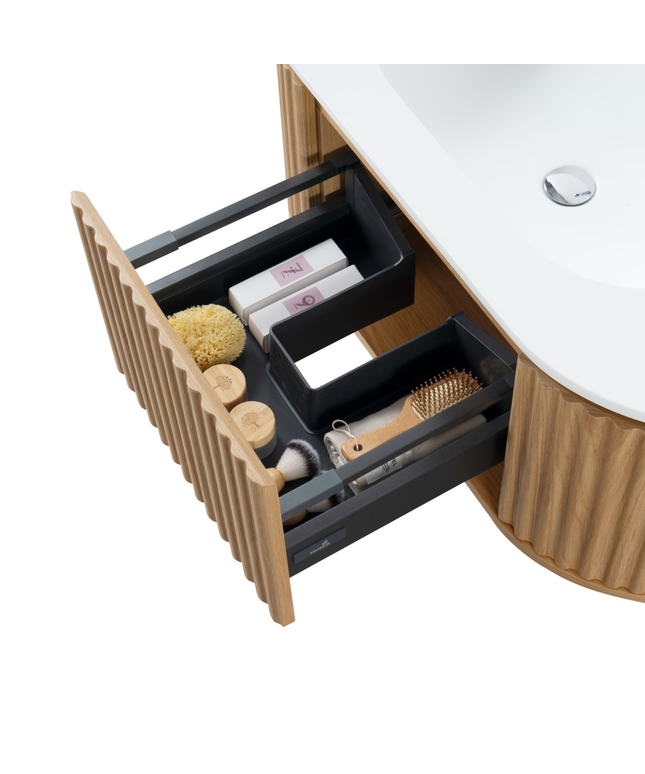 Aloni Begonia Washbasin Base - 99x42X52.5 cm - natural oak - Handleless & Softclose