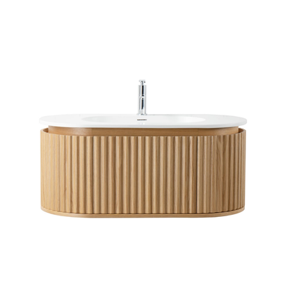 Aloni Begonia Washbasin Base - 99x42x52,5 cm - chêne naturel - sans main et softclose soft