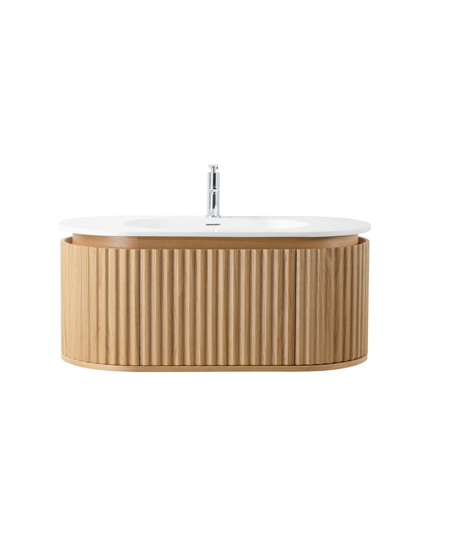 Aloni Begonia Washbasin Base - 99x42X52.5 cm - natural oak - Handleless & Softclose