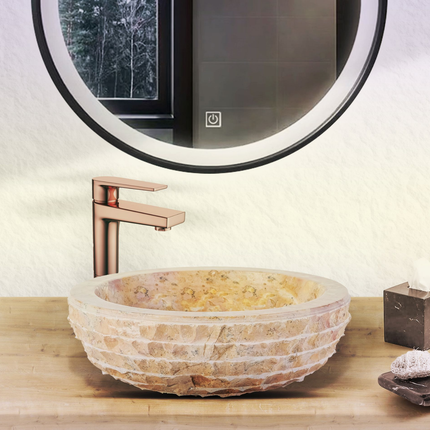 Marmeren Alur Waskom – Gepolijste Binnenzijde – 35x15 cm – Sunset Onyx