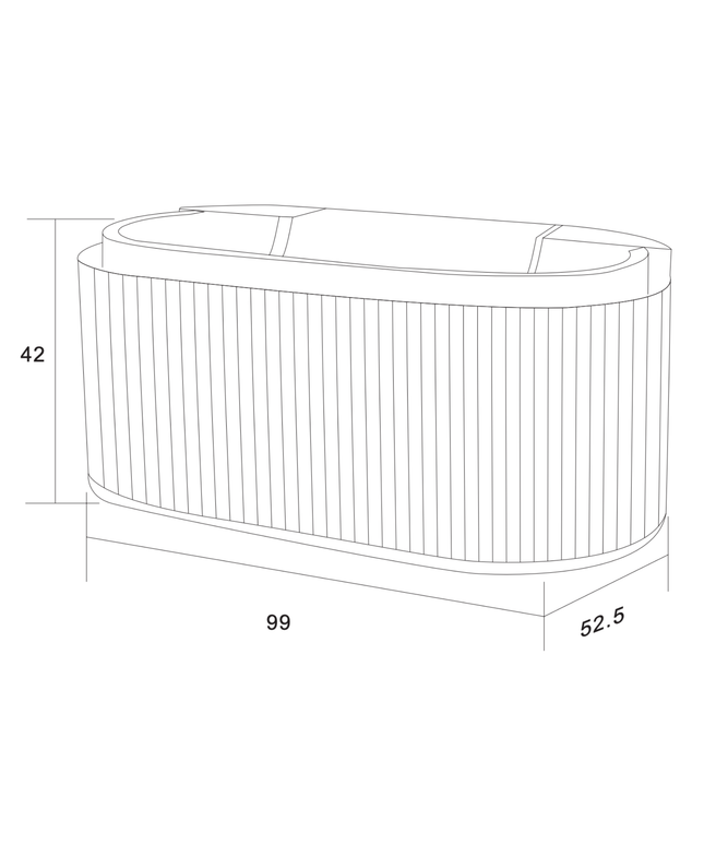 Aloni Begonia Washbasin Base - 99x42X52.5 cm - natural oak - Handleless & Softclose