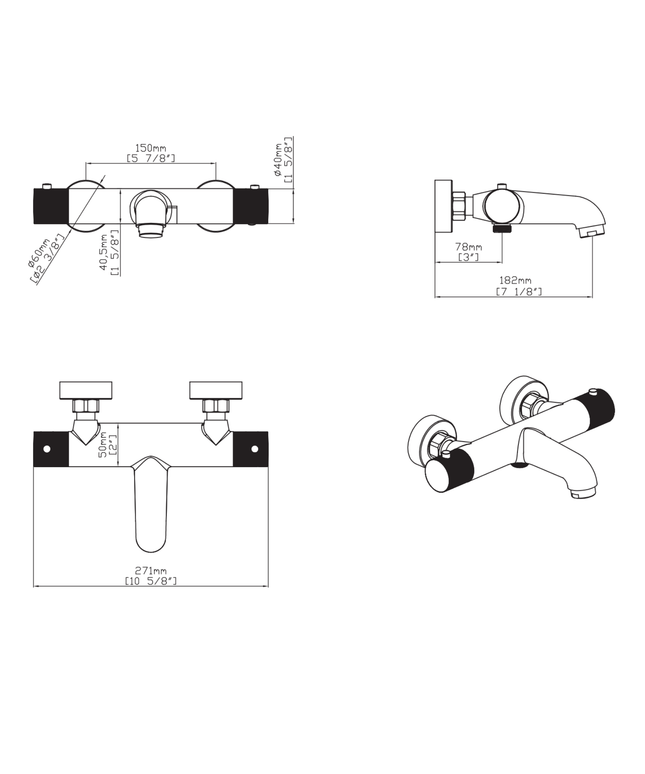 ALONI Stria badmengkraan – thermostatisch – opbouw – mat zwart