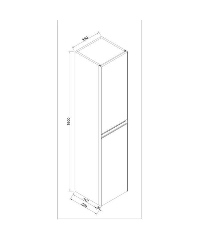 ALONI BEGONIA hoge badkamerkast – 35x160x35 cm – Zwart eiken – Greeploos & softclose – Omkeerbaar