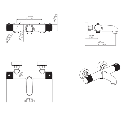 ALONI Stria badmengkraan – thermostatisch – opbouw – chroom