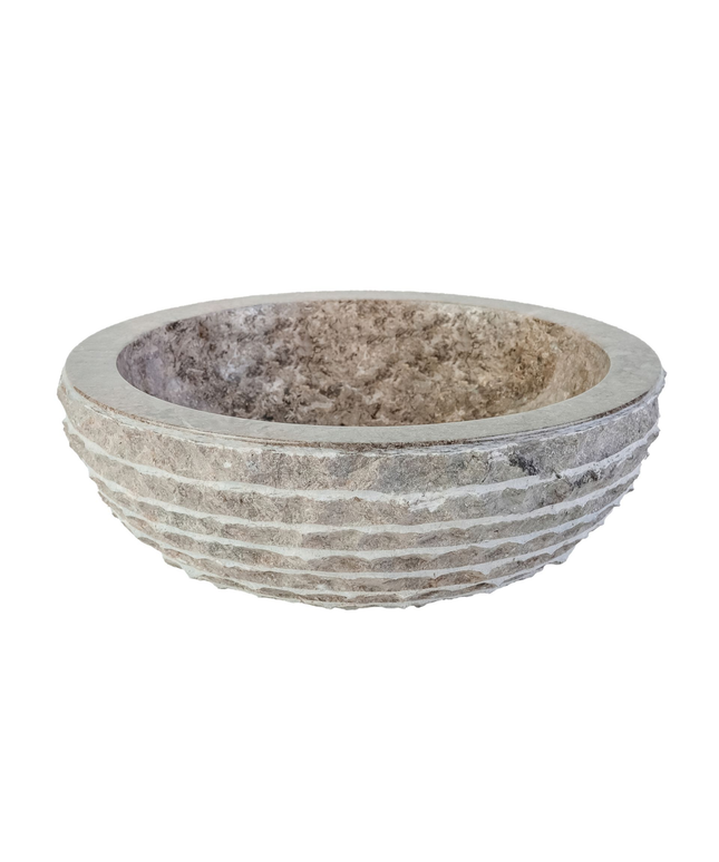 Marmeren Alur Waskom – Gepolijste Binnenzijde – 35x15 cm – Grijs