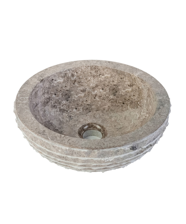 Marmeren Alur Waskom – Gepolijste Binnenzijde – 35x15 cm – Grijs