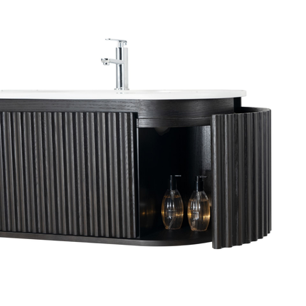 Aloni Begonia Washbasin case - 99x42x52.5 cm - black oak - handle -free & soft close