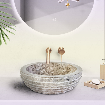 Marmeren Alur Waskom – Gepolijste Binnenzijde – 35x15 cm – Grijs