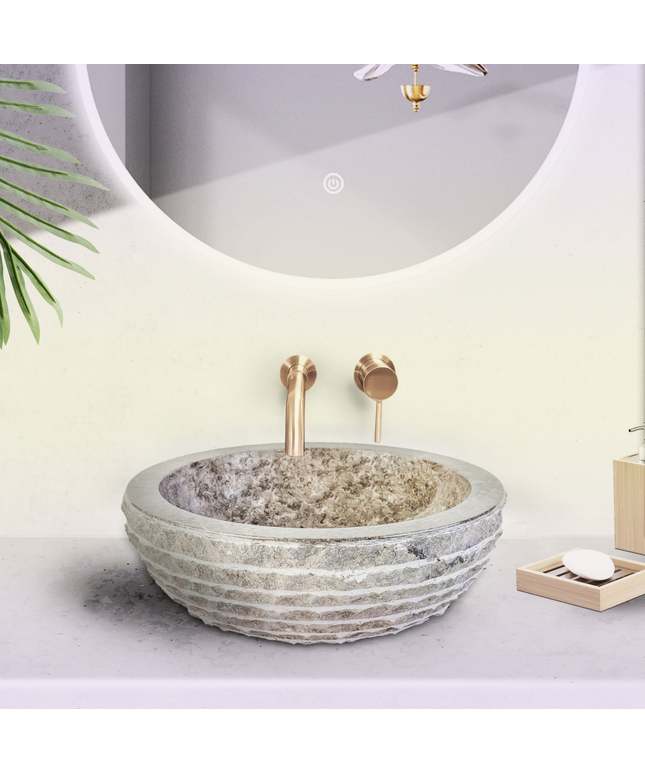 Marmeren Alur Waskom – Gepolijste Binnenzijde – 35x15 cm – Grijs