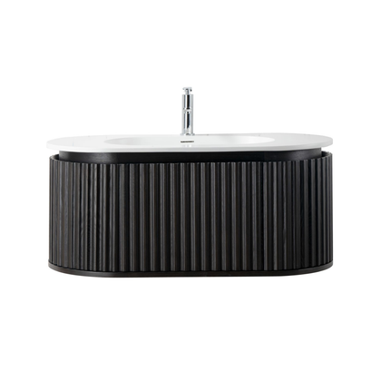 Aloni Begonia Washbasin case - 99x42x52.5 cm - black oak - handle -free & soft close
