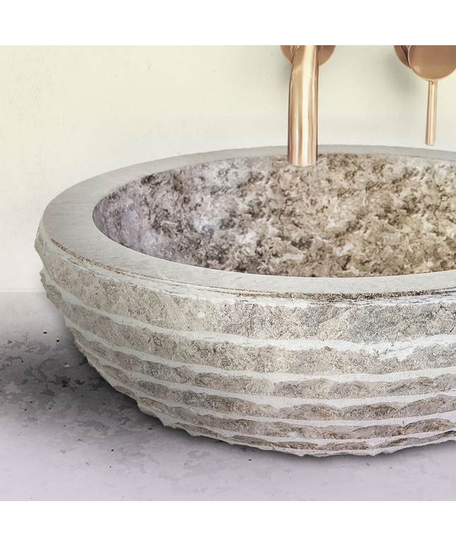 Marmeren Alur Waskom – Gepolijste Binnenzijde – 35x15 cm – Grijs