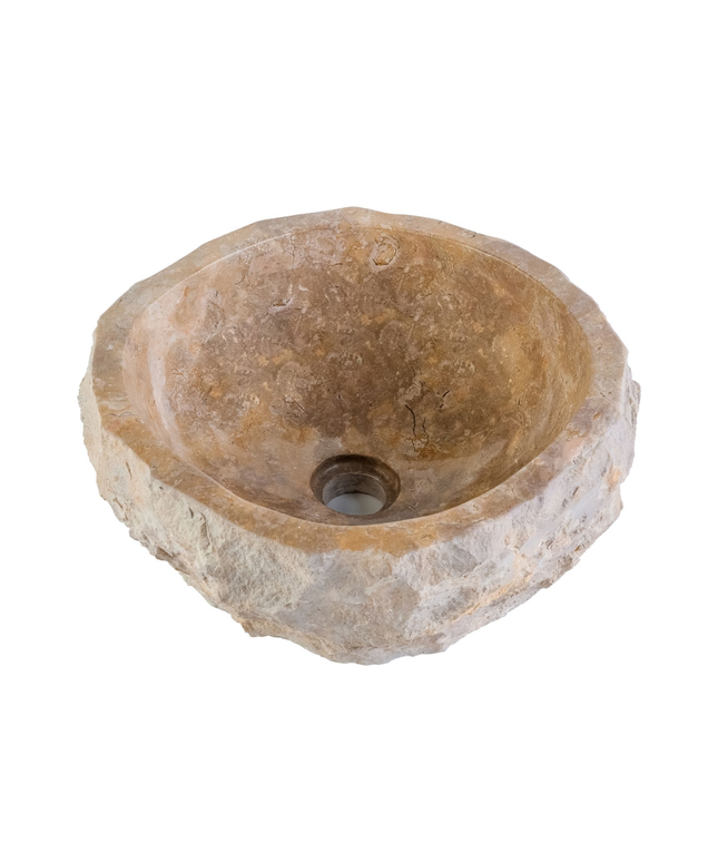 Geërodeerde Natuurmarmeren Waskom – 30-35x15 cm – Bruin