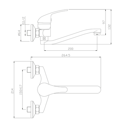 ALONI Pure keukenkraan – wandmontage – chroom