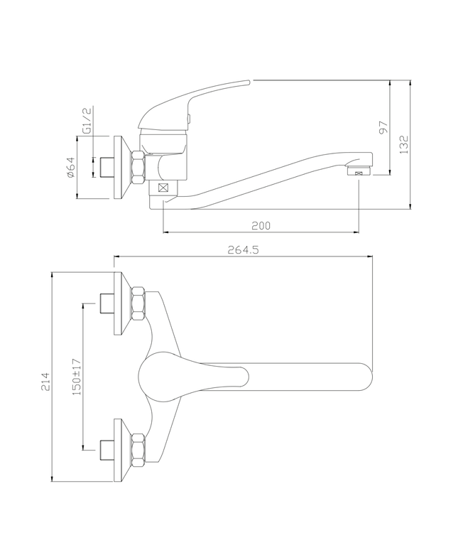 ALONI Pure keukenkraan – wandmontage – chroom