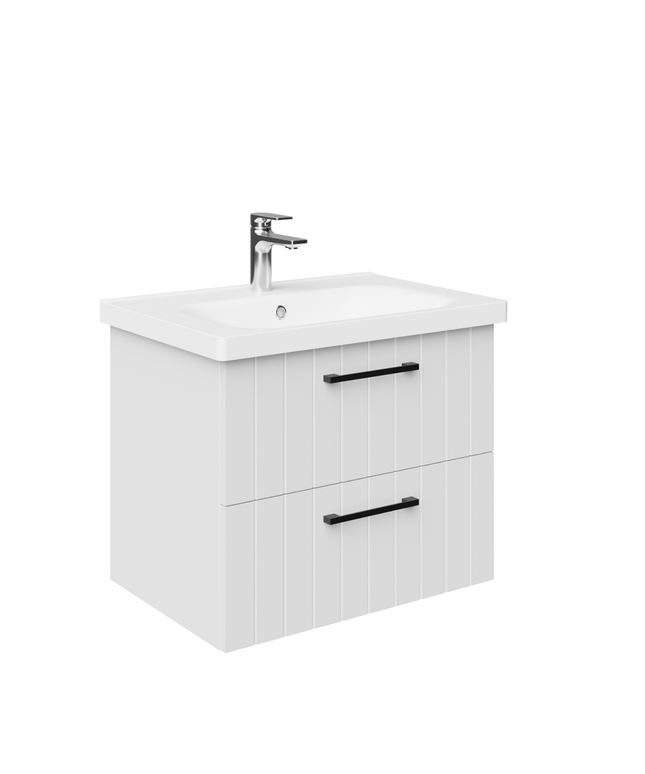 CREAVIT D10 wastafelonderkast – 60,6 cm – Wit – 2 lades – Softclose