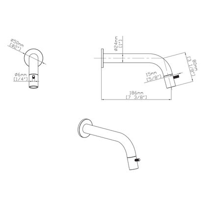 ALONI Stria inbouw koudwaterkraan – gunmetal (PVD)