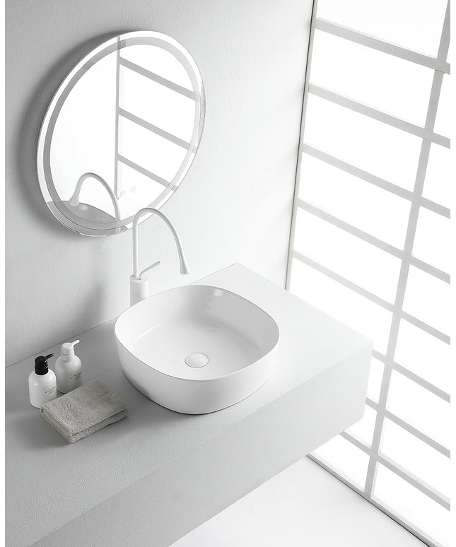 Wiesbaden Sofia waskom rond 44 x 44 cm glans wit - sfeerfoto | Schwertz & Co