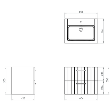 CREAVIT D10 wastafelonderkast – 60,6 cm – Wit – 2 lades – Softclose
