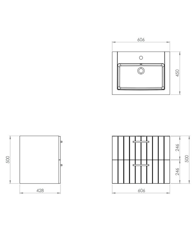 CREAVIT D10 wastafelonderkast – 60,6 cm – Wit – 2 lades – Softclose