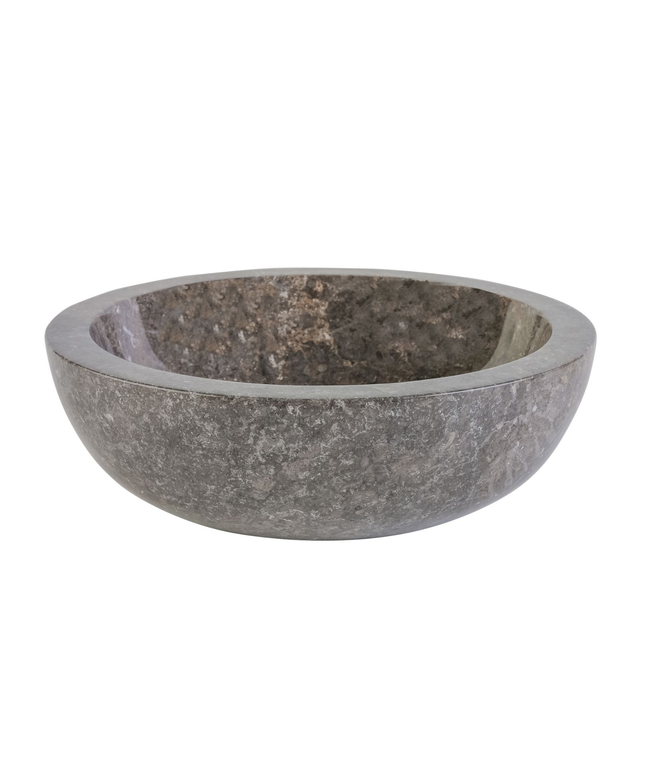 Volledig Gepolijste Waskom van Steen – Grijs Marmer – 35x12 cm