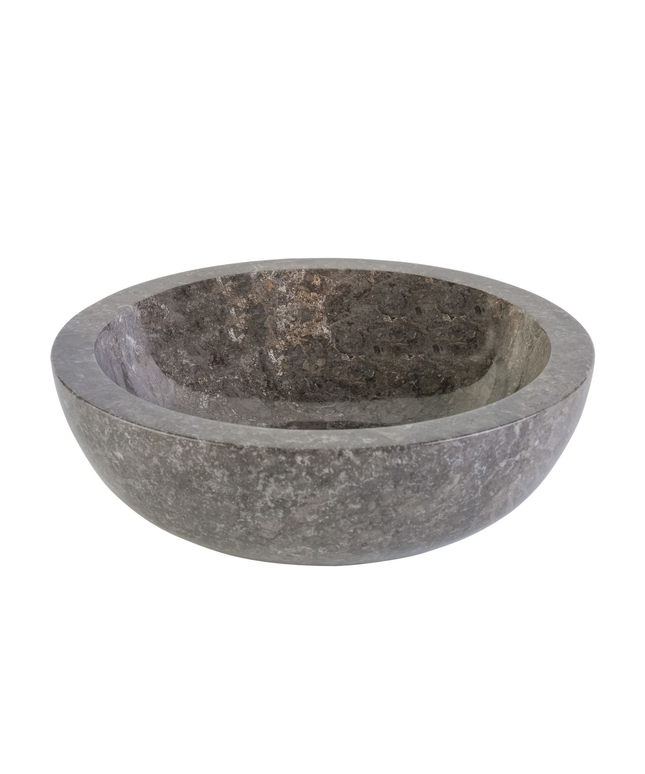 Volledig Gepolijste Waskom van Steen – Grijs Marmer – 35x12 cm