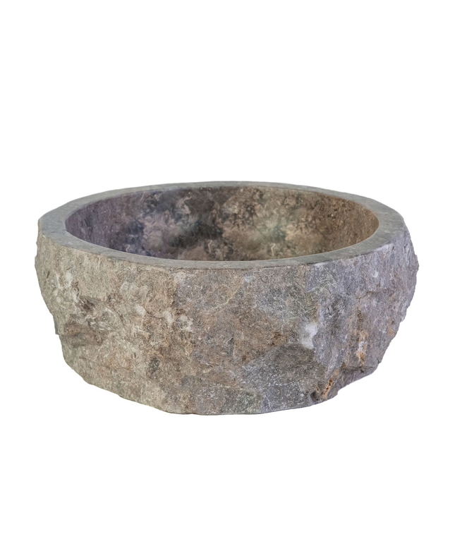 Geërodeerde Natuurmarmeren Waskom – 30-35x15 cm – Grijs