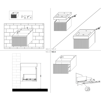 ALONI ELA wastafelonderkast – 80x40x45 cm – Walnoot – Greeploos & softclose