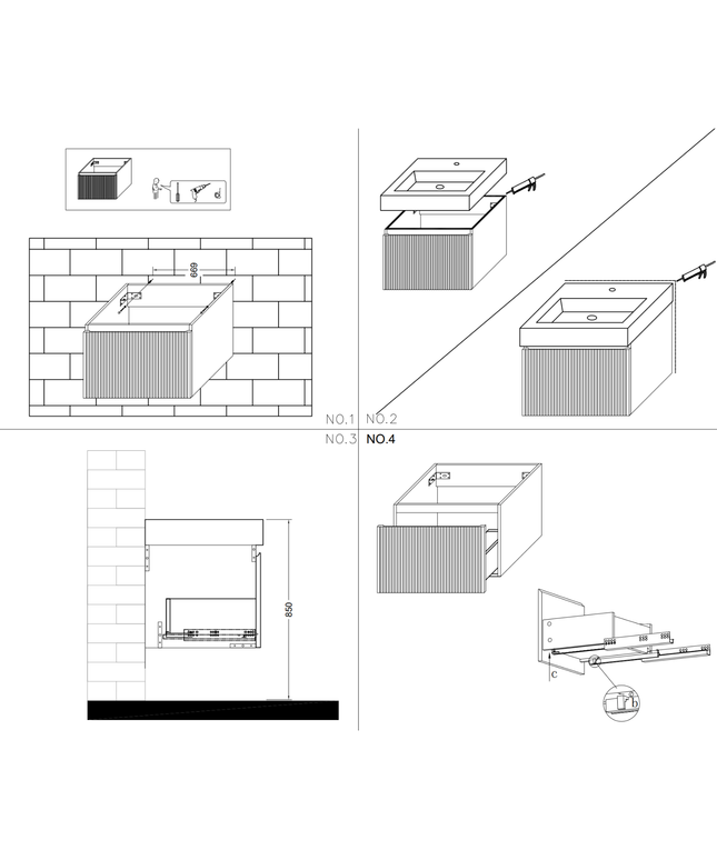 ALONI ELA wastafelonderkast – 80x40x45 cm – Walnoot – Greeploos & softclose