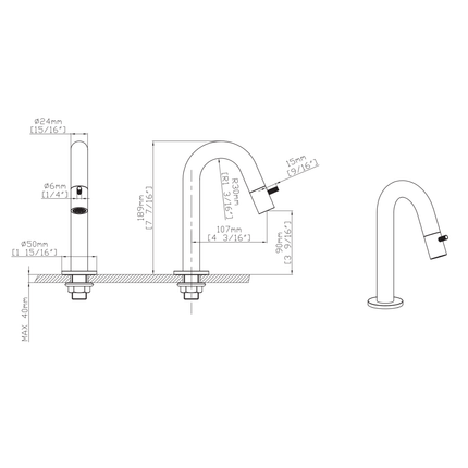 ALONI Stria koudwaterkraan – gebogen uitloop – gunmetal (PVD)