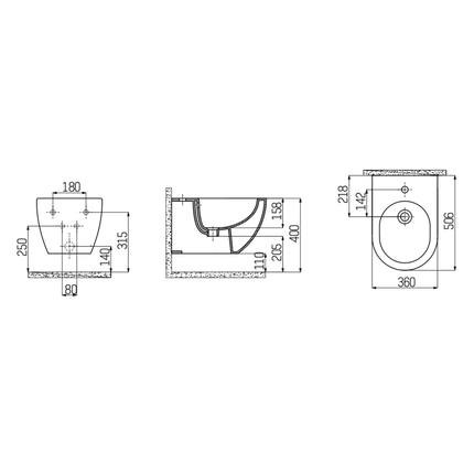 Creavit bidet – hangend – wit – verborgen bevestiging