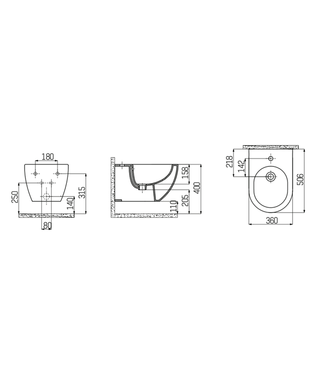 Creavit bidet – hangend – wit – verborgen bevestiging