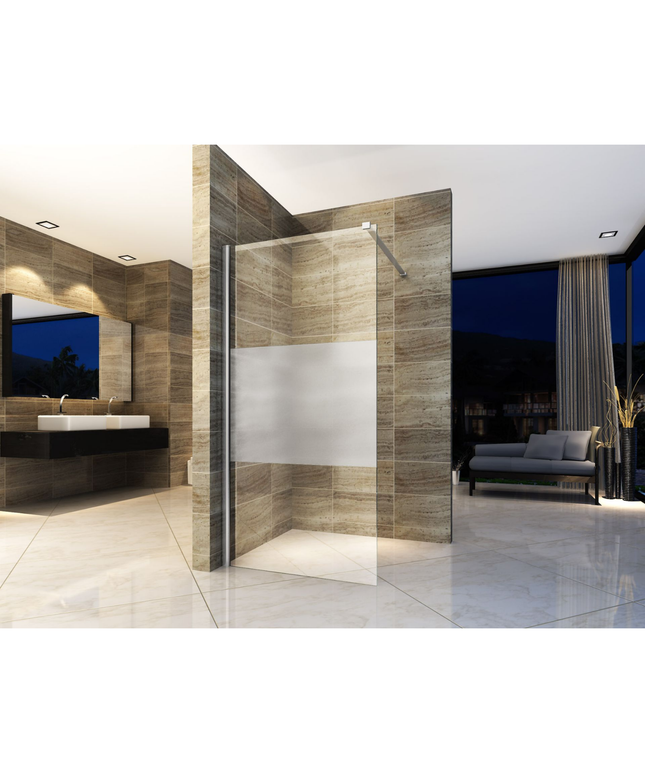 ALONI inloopdouchewand half mat – 90x200 cm – 8 mm veiligheidsglas