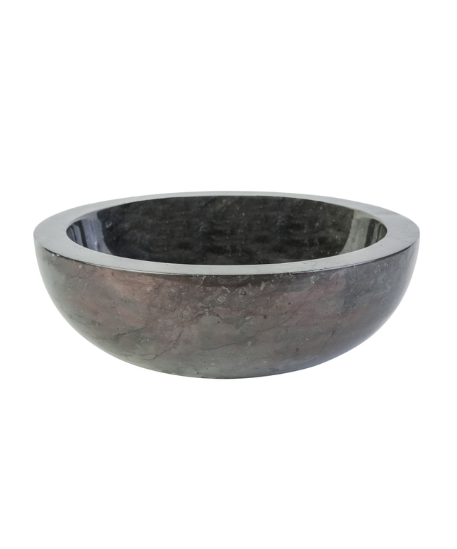 Volledig Gepolijste Waskom van Steen – Zwart Marmer – 35x12 cm