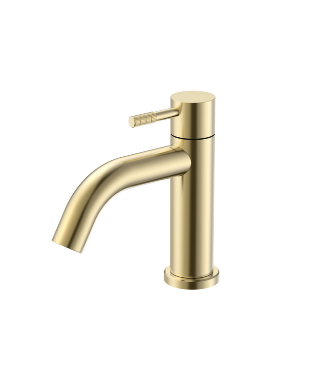 ALONI Stria koudwaterkraan – ribbelhendel – geborsteld goud (PVD)