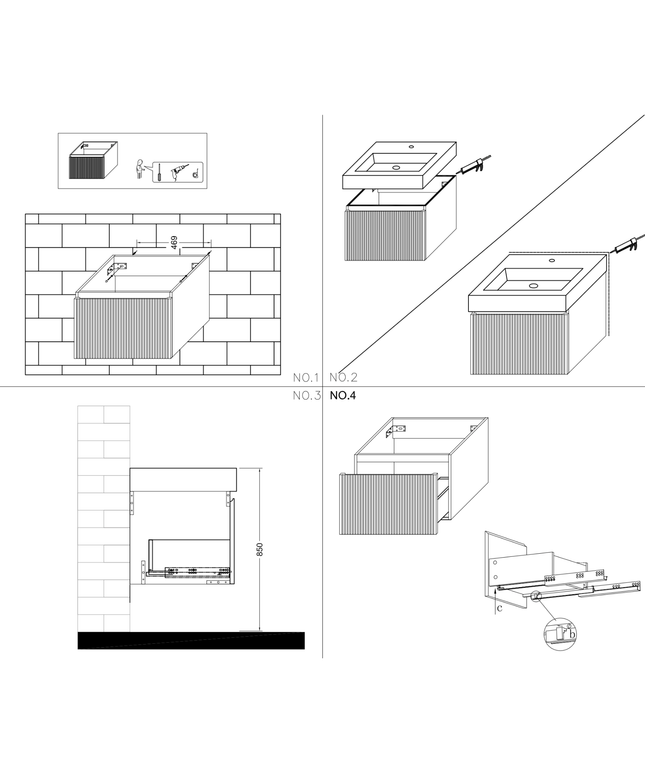 ALONI ELA wastafelonderkast – 60x40x45 cm – Walnoot – Greeploos & softclose