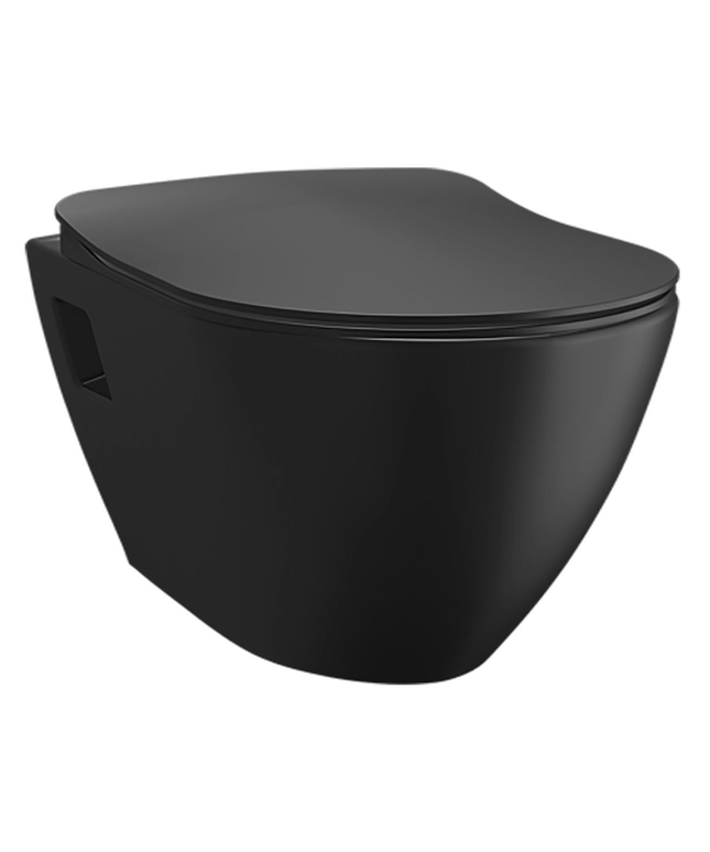 Creavit hangtoilet met RVS sproeier – mat zwart