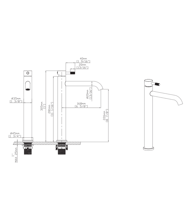 ALONI Stria hoge wastafelkraan – cold start – geborsteld RVS