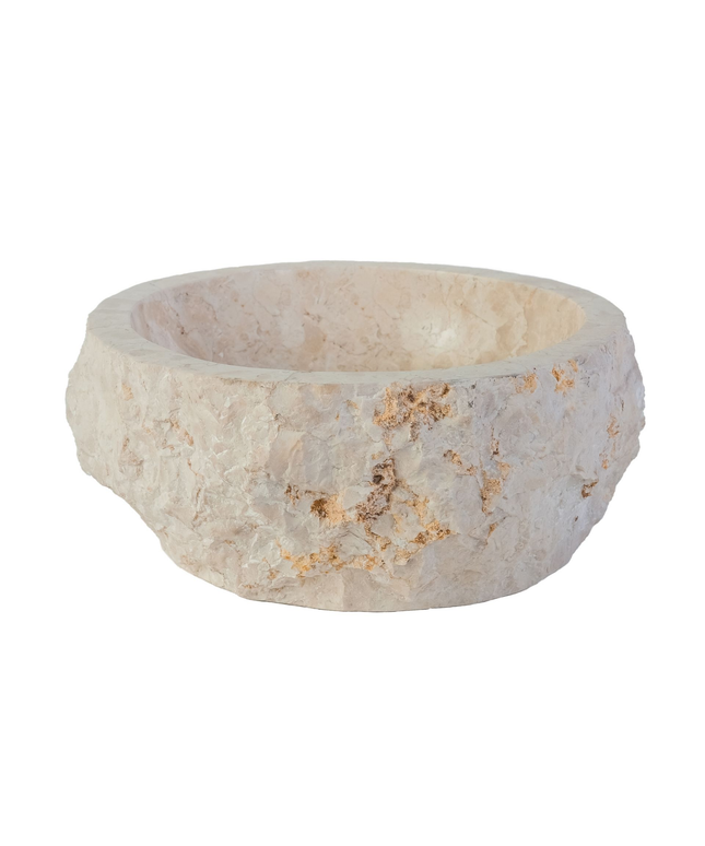 Geërodeerde Natuurmarmeren Waskom – 30-35x15 cm – Crème