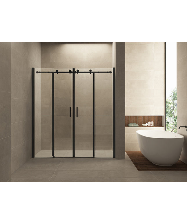 Wiesbaden Slide dubbele nis schuifdeur 180 x 200 cm mat zwart | Schwertz & Co