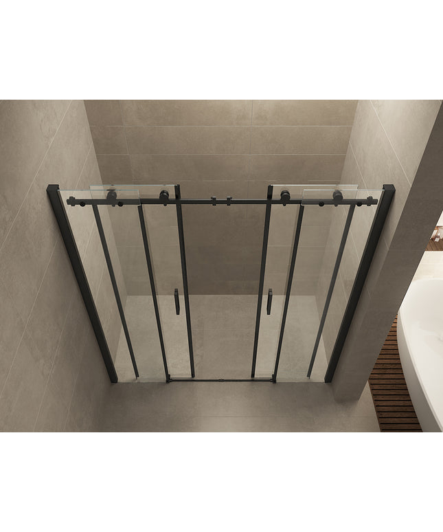 Wiesbaden Slide dubbele nis schuifdeur 180 x 200 cm mat zwart - detailfoto | Schwertz & Co