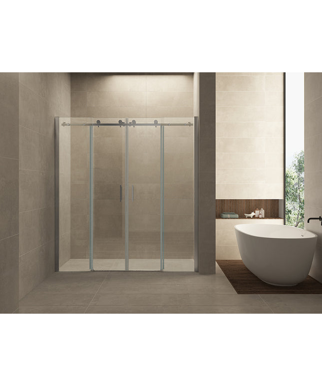 Wiesbaden Slide douchecabine dubbele schuifdeur 180 x 200 cm chroom | Schwertz & Co