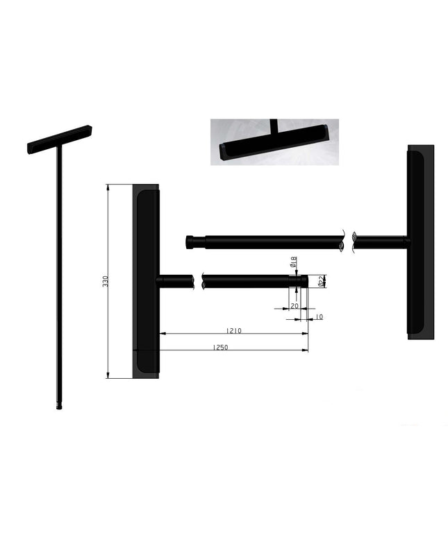 Wiesbaden raclette de salle de bain de luxe noir mat - dessin technique | Schwertz & Co