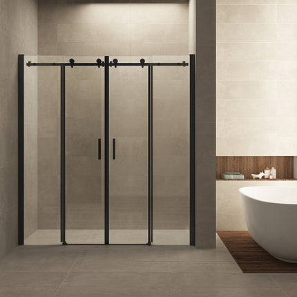 Wiesbaden Slide dubbele nisdeur met zijwanden 180 x 200 cm mat zwart | Schwertz & Co