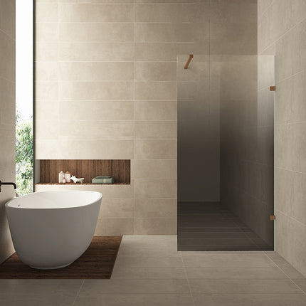 Wiesbaden Less inloopdouche rechts 100 x 200 cm geborsteld brons koper | Schwertz & Co