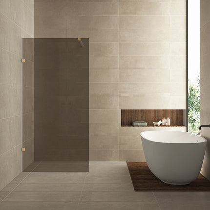Wiesbaden Less inloopdouche 100 x 200 cm vintage brons glas geborsteld messing | Schwertz & Co