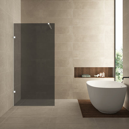 Wiesbaden Less inloopdouche 100 x 200 cm rookglas mat wit | Schwertz & Co