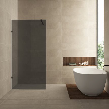 Wiesbaden Less inloopdouche 120 cm rookglas mat zwart | Schwertz & Co