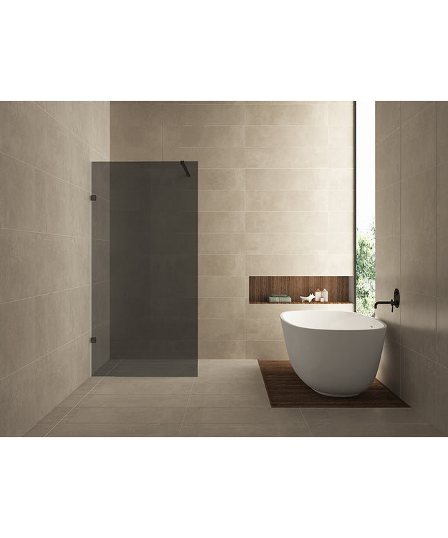 Wiesbaden Less inloopdouche 120 cm rookglas mat zwart | Schwertz & Co